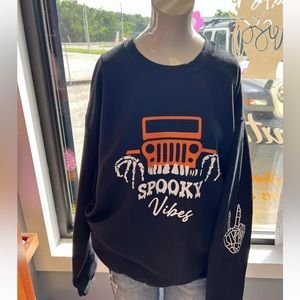 Brand new unisex, spooky vibes, Halloween jeep sweatshirt